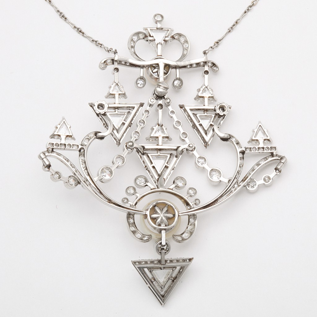A La Vieille Russie| Paul Templier Diamond and Natural Pearl Pin/Pendant