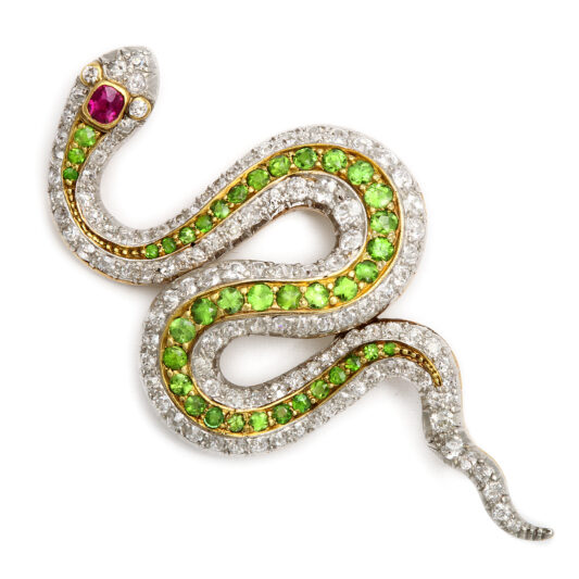 main view, Victorian Jeweled Snake Brooch