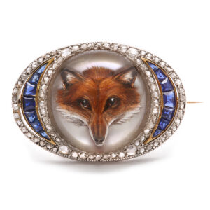 Reverse Crystal Fox Head Brooch