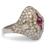 other view, 1920s Diamond and Ruby Bombé Ring