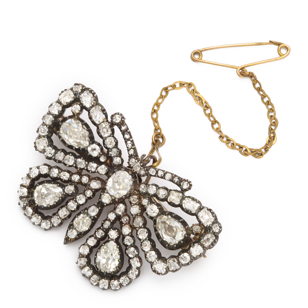 main view, Antique Diamond Butterfly Brooch