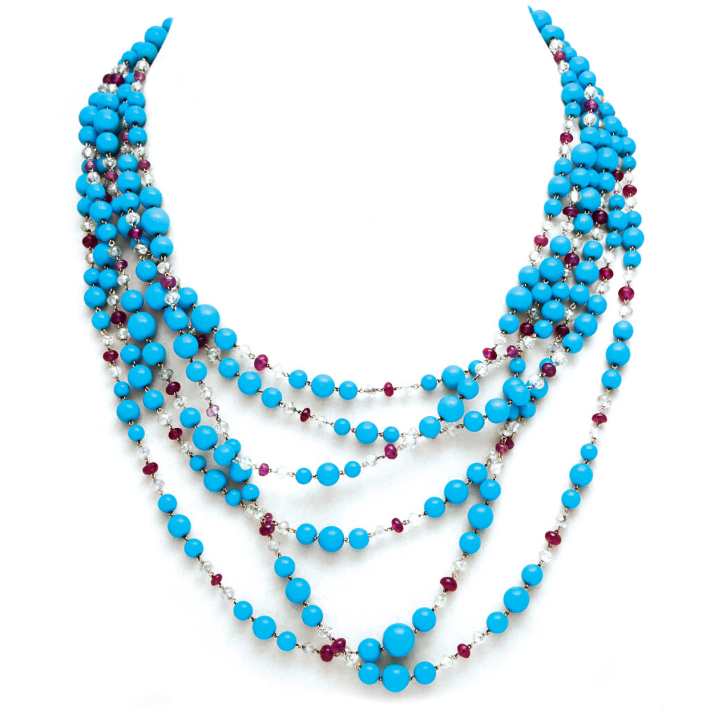 main view, Contemporary Turquoise Bead Necklace