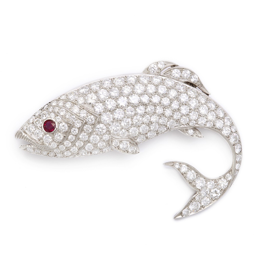 1950s Diamond Fish Brooch