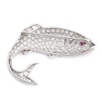 1950s Diamond Fish Brooch, back