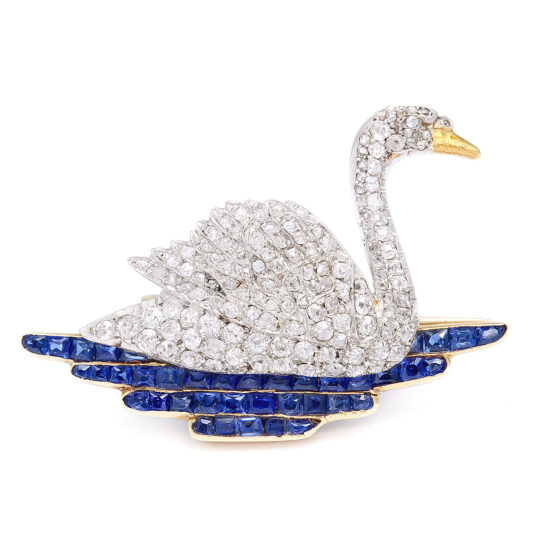 1920s Diamond Swan Brooch
