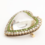Victorian Rock Crystal, Demantoid, and Diamond Puffy Heart Pendant