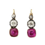 Victorian Ruby and Diamond Drop Earrings