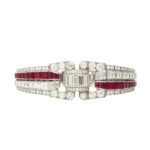 main view, Art Deco Ruby and Diamond Bracelet by Drayson