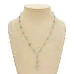 Natural Pearl, Emerald, and Diamond Chain Necklace