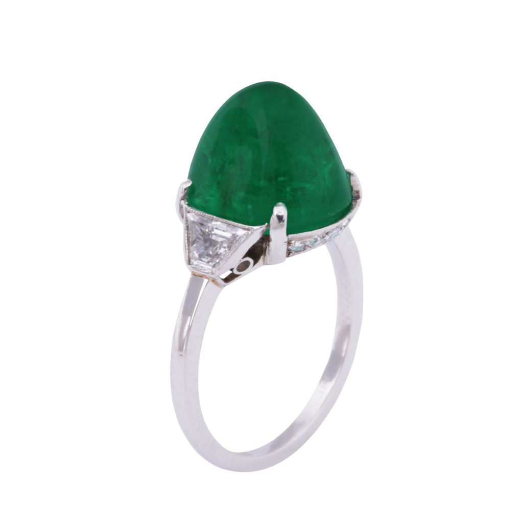 main view, Edwardian Emerald and Diamond Ring