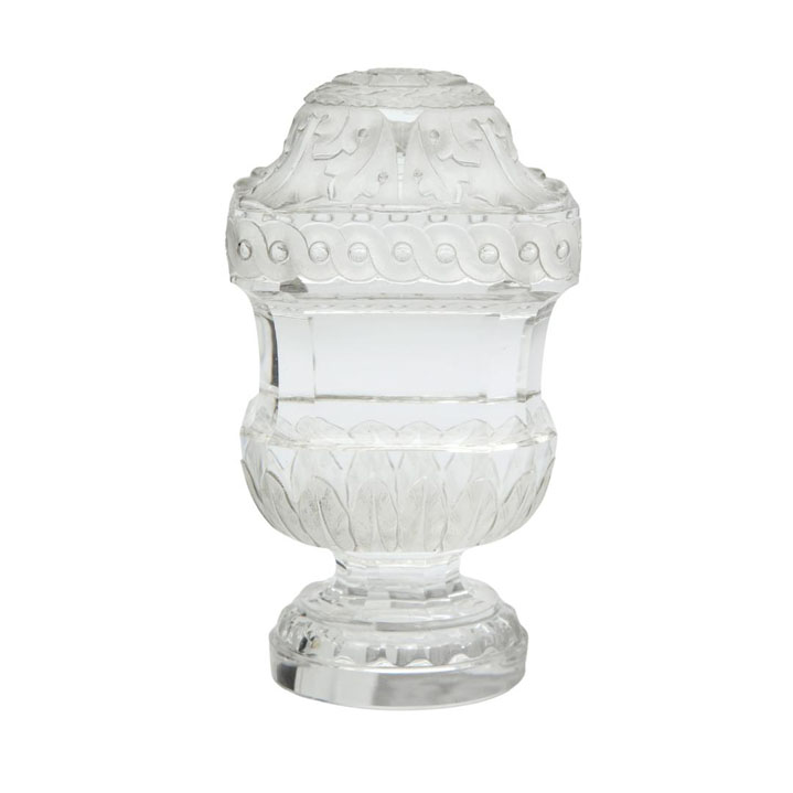 Front view of frosted carved rock crystal desk seal