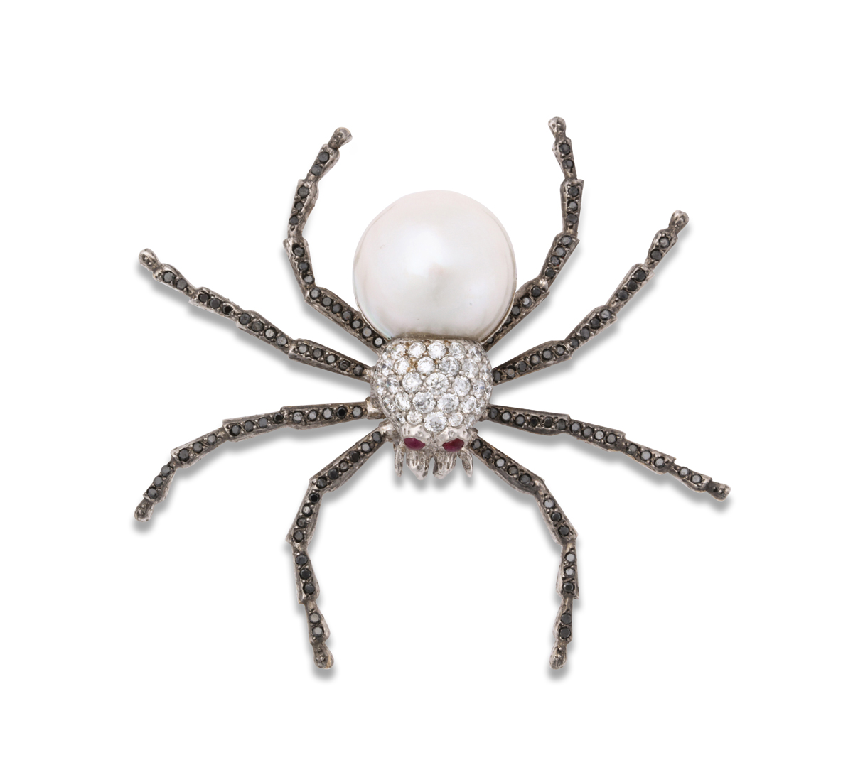 other view, Diamond and Pearl Spider Brooch