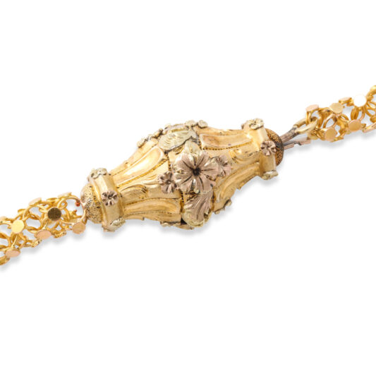 clasp detail, Antique Two-color Gold Chain Necklace