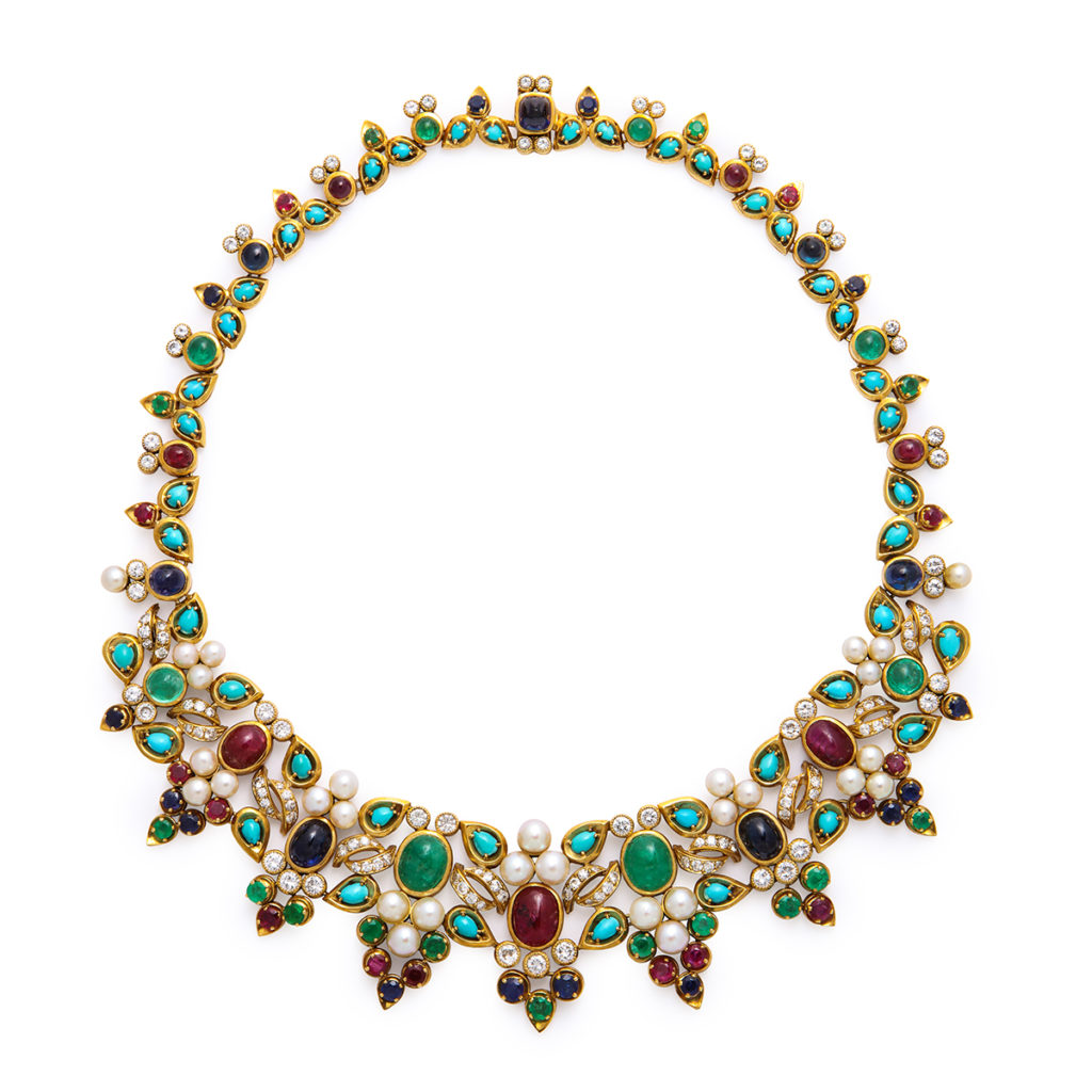 main view, 1950s Multi-Gem Necklace by Mauboussin