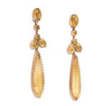 other view, Victorian Citrine Long Pendant Earrings