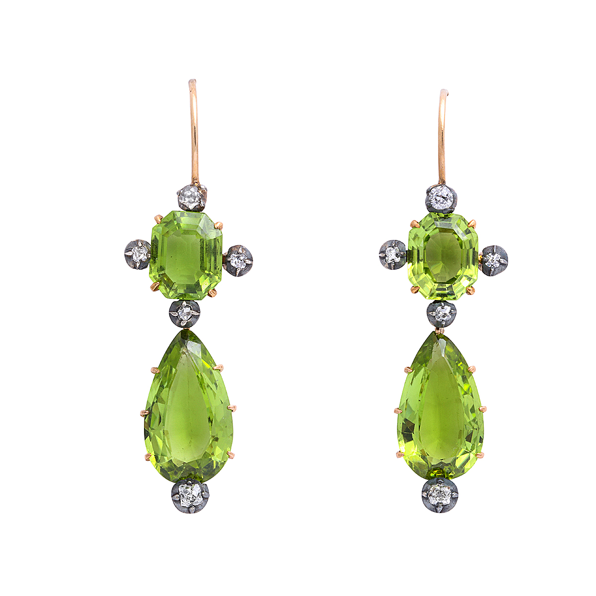 Happy Together Rhinestone & Chartreuse Metal Double Teardrop Earrings  #EW773-199C | Cool Water Jewelry