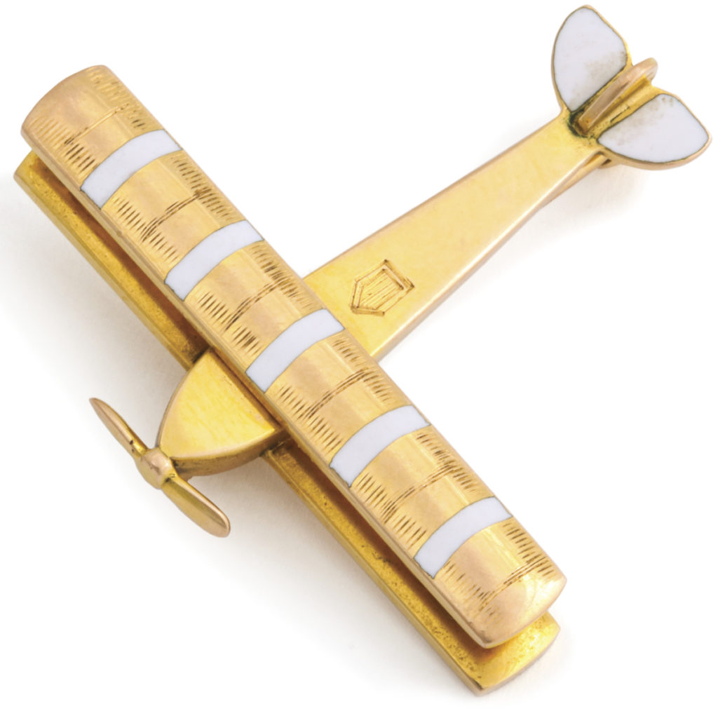 main view, Antique Gold Airplane Brooch