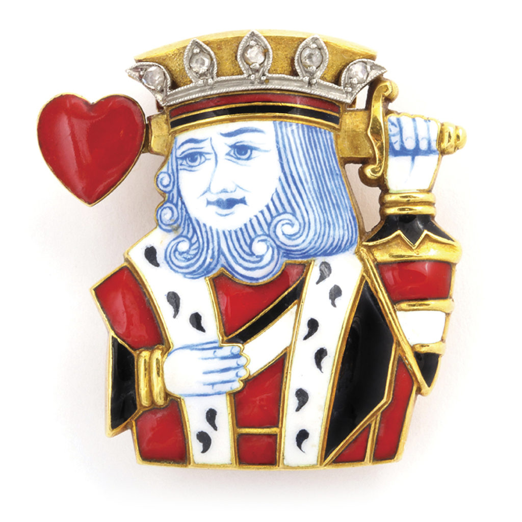main view, King of Hearts Brooch by Cartier