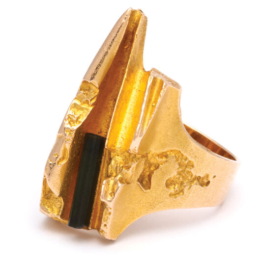 other view, 1970s Gold and Tourmaline Ring by Björn Weckström