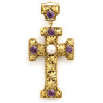back view, Arts and Crafts Gold and Amethyst Cross Pendant