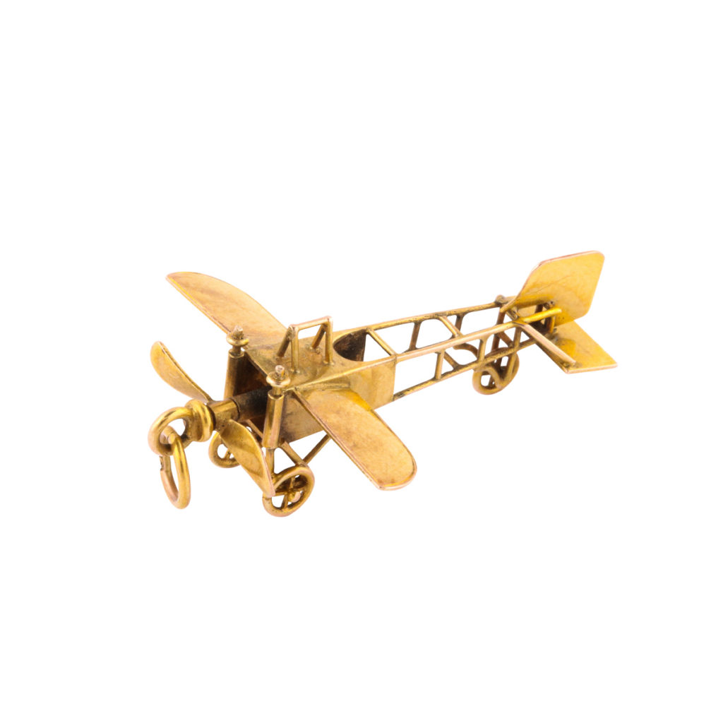 main view, Antique Gold Airplane Charm Pendant