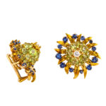 side view, Peridot, Diamond, and Sapphire Earrings by Schlumberger for Tiffany & Co.