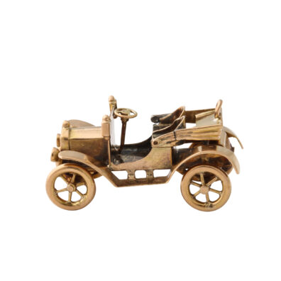 main view, Antique Gold Car Charm Pendant with top down