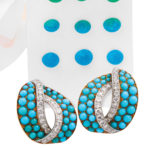 Cartier turquoise and diamond ear clips with candy dots