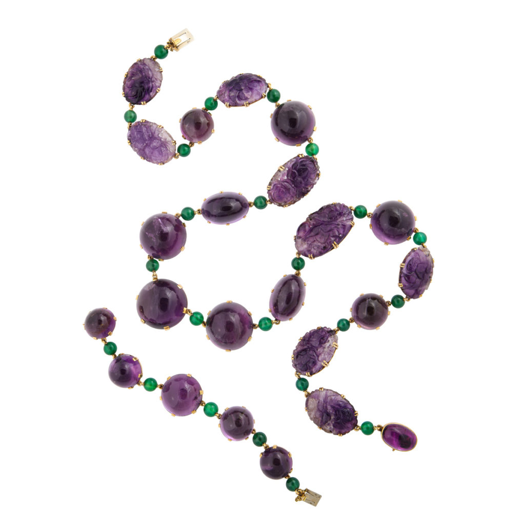 main view, 1950s Amethyst Necklace and Bracelet by Boivin