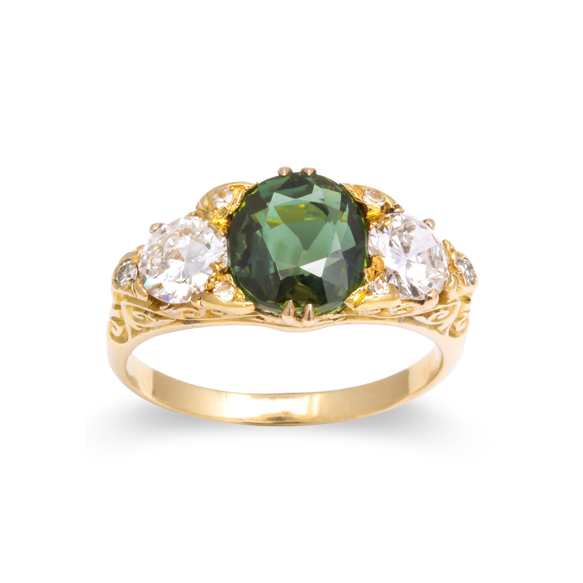 green color, Victorian Alexandrite and Diamond Ring
