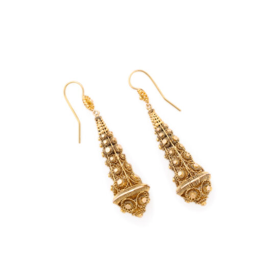 side view, Victorian Gold Archaeological Revival Earrings