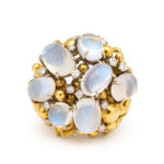 top view of Moonstone and Diamond Cluster Ring