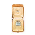 aquamarine and diamond brooch in original Bolin box