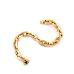 gold heavy link bracelet illustrated in an s-shape