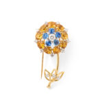 another view of antique Cartier floral brooch