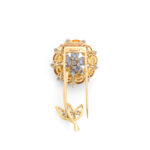 back view of antique Cartier floral brooch