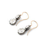 another view of Victorian cushion cut diamond drop earrings