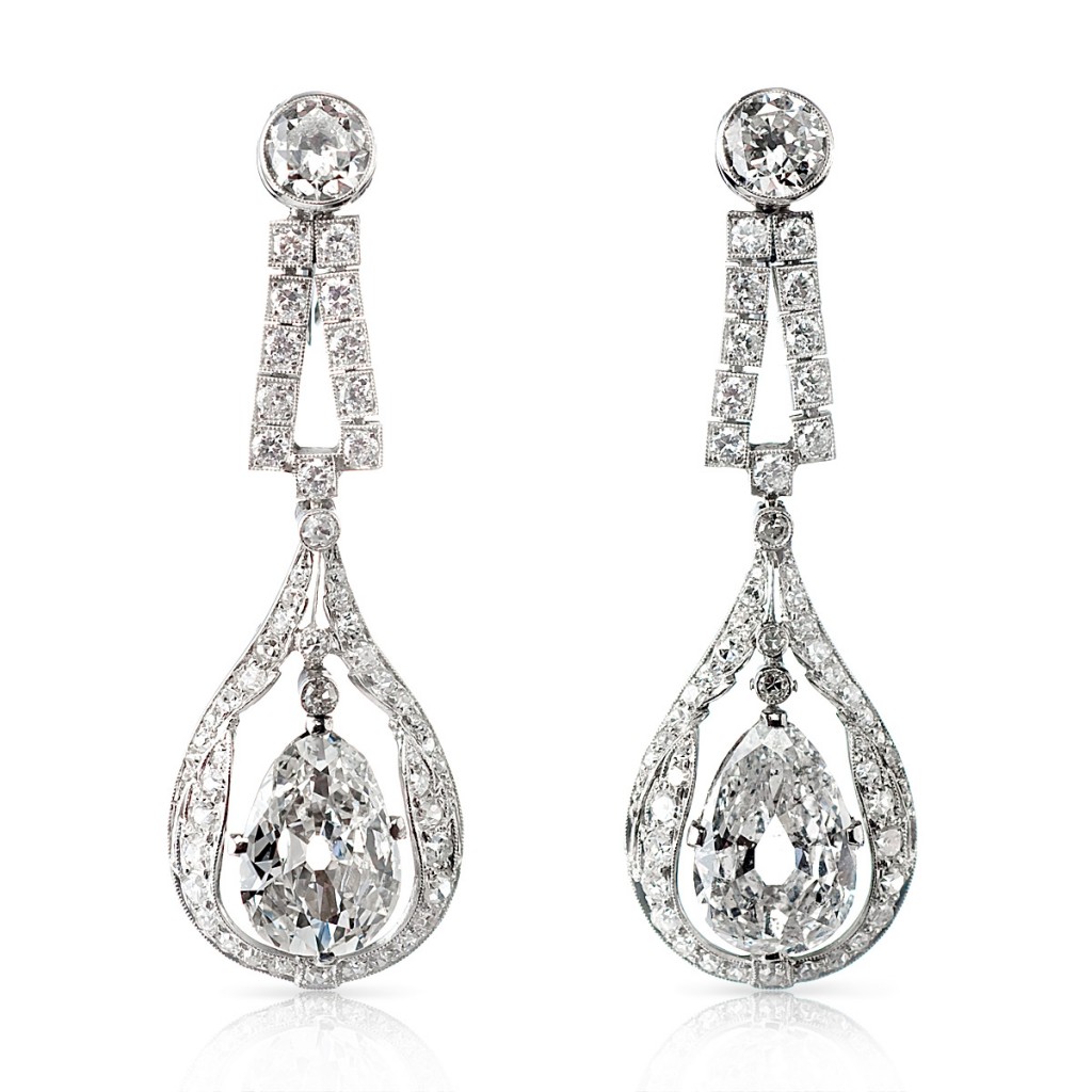 main view, 1920s Diamond Drop Earrings