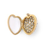 diamond, gold, and rock crystal locket - open view