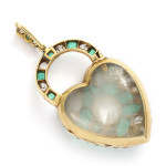 Victorian Emerald and Diamond Padlock Heart Locket Pendant