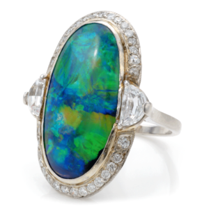 main view, black opal ring