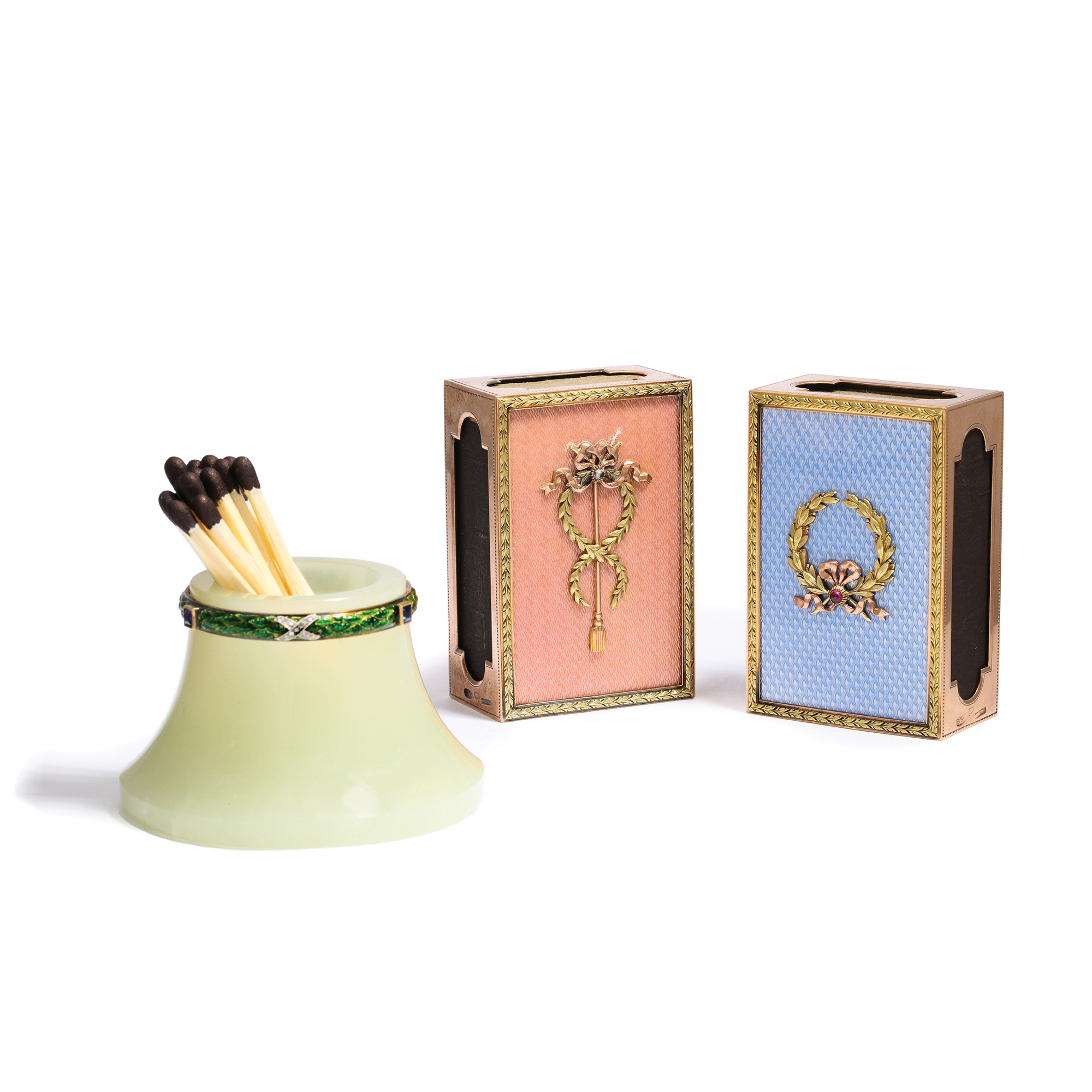 main view, Fabergé Matchstick Holder and Matchbox Covers