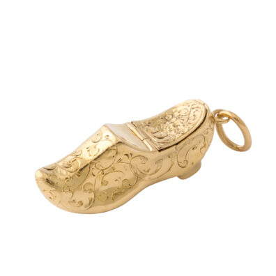main view, Antique gold miniature shoe charm pendant