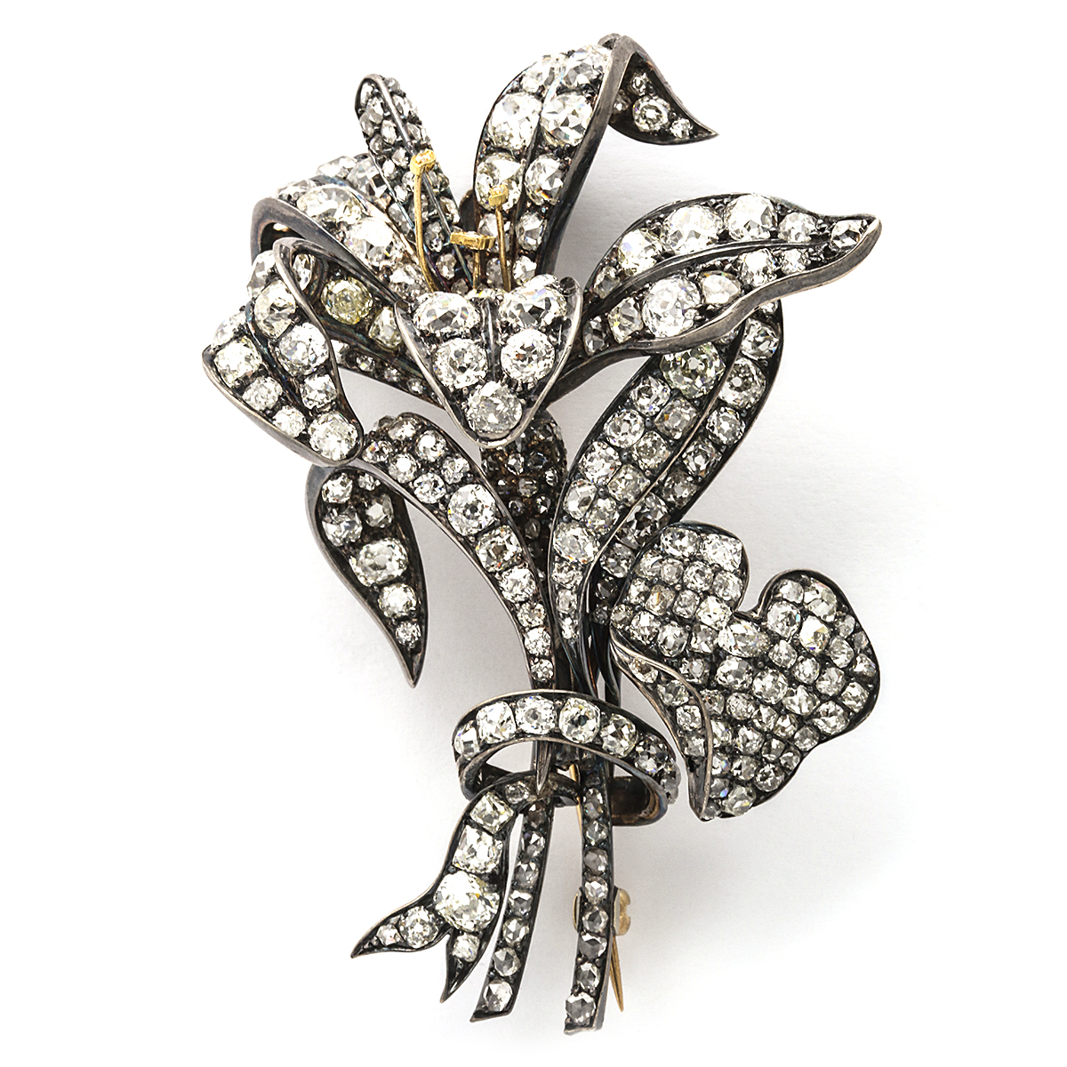 main view, Large Antique Diamond Floral Spray Brooch
