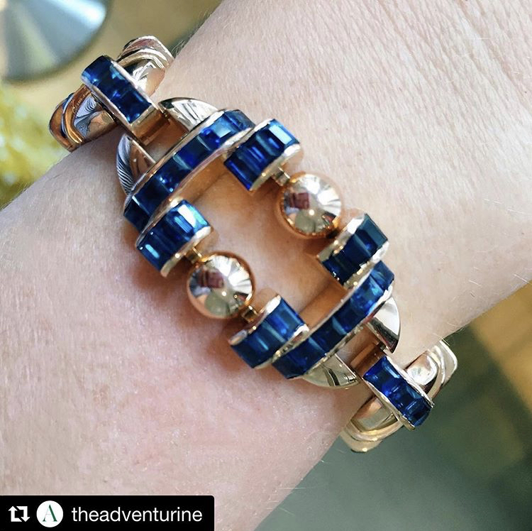 The Adventurine instagram post featuring sapphire and gold bracelet