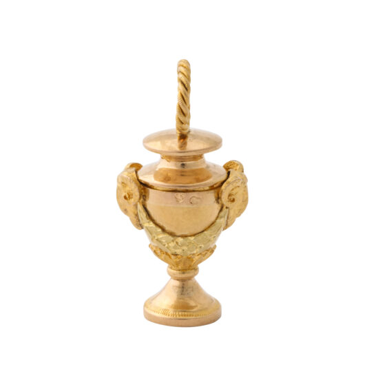 main view, Antique Gold Miniature Urn Charm
