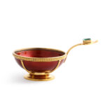 side view, Antique Russian Gold, Red Lacquer, and Emerald Charka