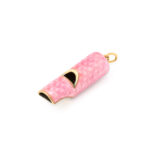 gold and pink guilloche enamel whistle
