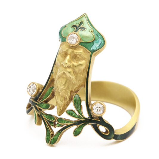 additional view, Art Nouveau Ring depicting Father Christmas by Lalique